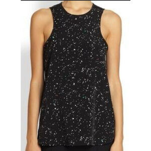 Women's Club Monaco Silk Black Pink White Speckled Tank Blouse XS